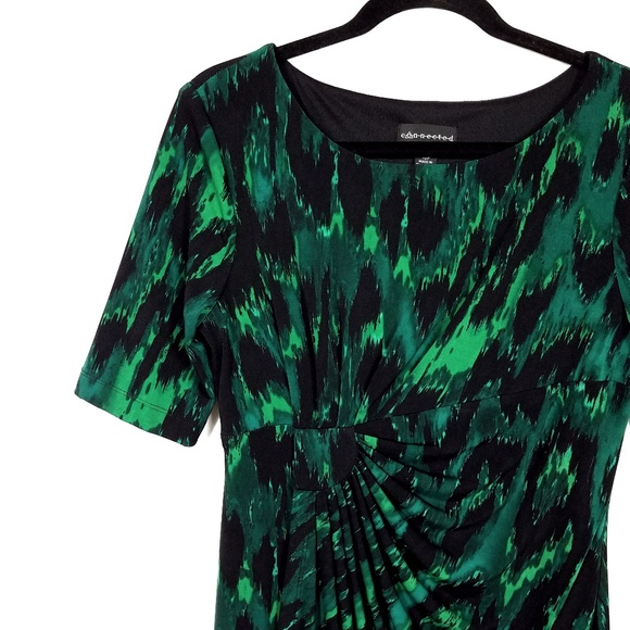 Connected Apparel Animal Print Faux Wrap Dress - Picture 2 of 6